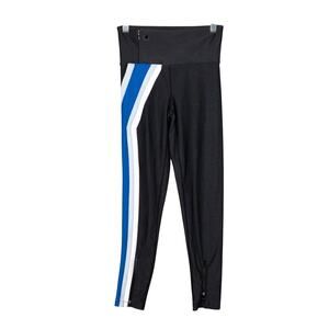 PE Nation Women's Set Position Leggings Women's XS Black w/ Blue & White Stripes